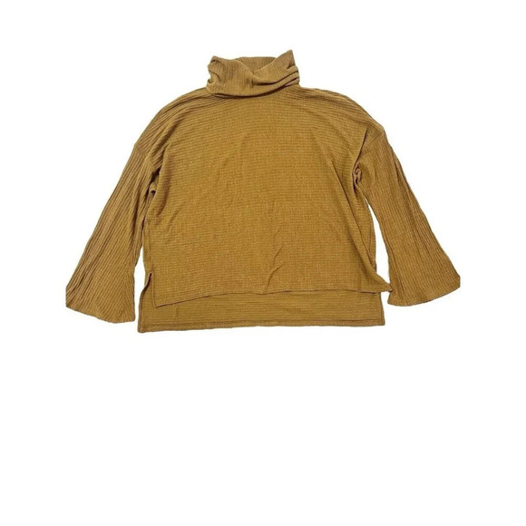 FREE PEOPLE Movement Cant Handle This Medium Ribbed Bell Sleeve Turtleneck Boho - Picture 3 of 10